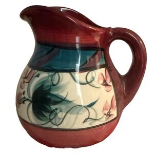 Gail Pitman Signed Limited Edition Ceramic Pitcher in Red Grapevine Patter